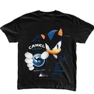 Sonic The Hedgehog Camel Crush Black Cotton T Shirt